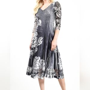 Silver Floral Komarov Dress